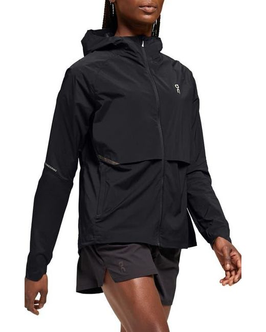 On Shoes Black Core Hooded Packable Running Jacket