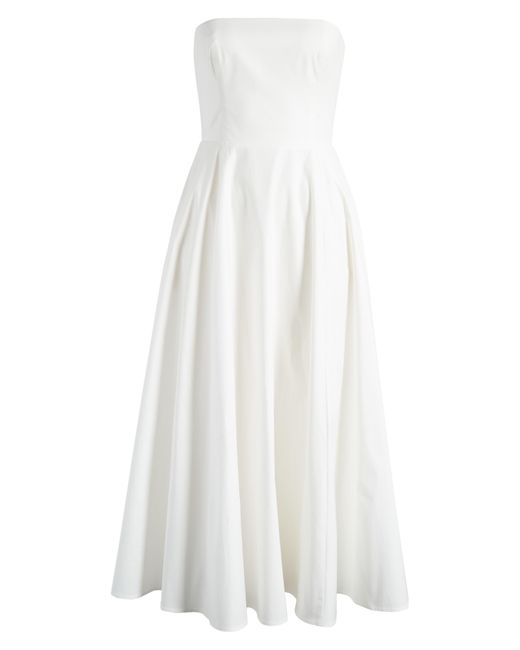 Reformation White Astoria Strapless Stretch Midi Dress