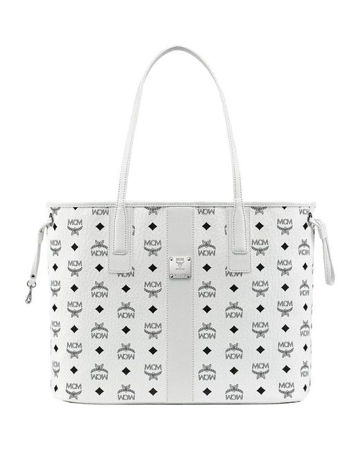 MCM White Medium Liz Reversible Shopper
