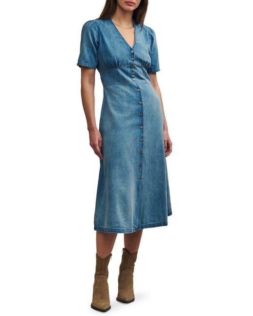 Nobody's Child Blue Alexa Organic Cotton Denim Midi Dress
