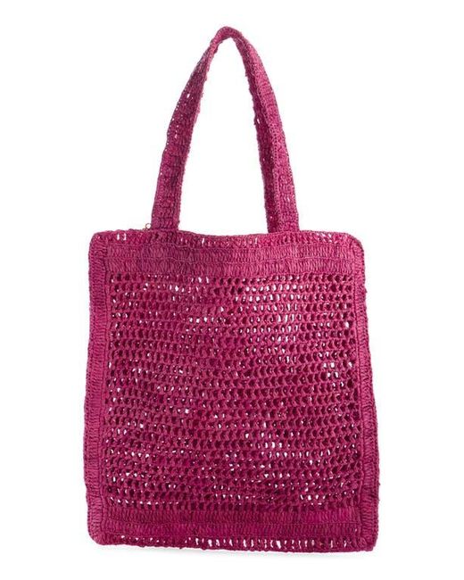 Chloé Pink Summer Banana Crochet Raffia Tote Bag