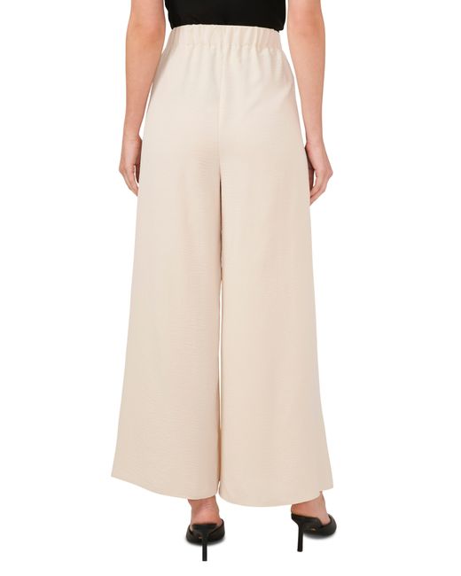 Cece Natural Tie Front Overlay Wide Leg Pants
