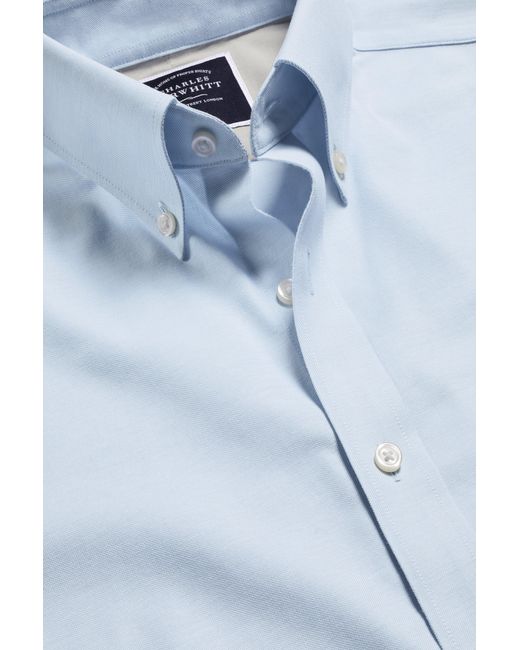 Charles Tyrwhitt Blue Slim Fit Button-down Collar Non-iron Stretch Oxford Shirt for men