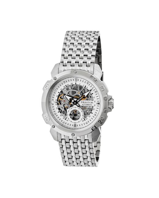 Heritor Metallic Conrad Skeleton Bracelet Watch for men