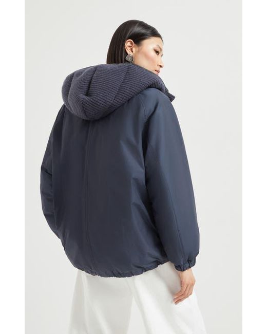 Brunello Cucinelli Blue Water-Resistant Taffeta Down Jacket