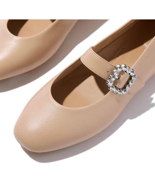 Fitflop Natural Delicato Crystal-Buckle Leather Mary Janes