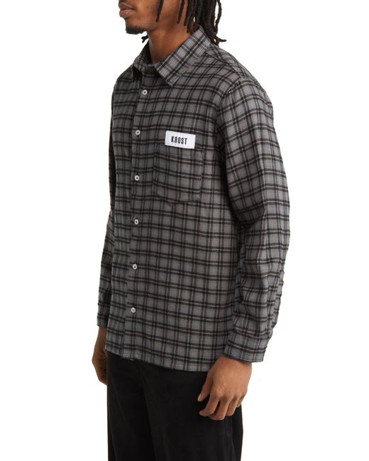 KROST Black Plaid Cotton Flannel Button-up Shirt for men