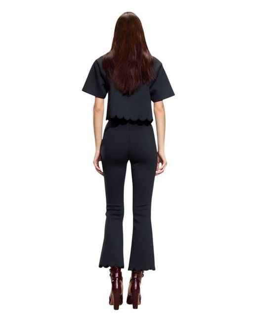 Cynthia Rowley Blue Scallop Bonded Cropped Pants