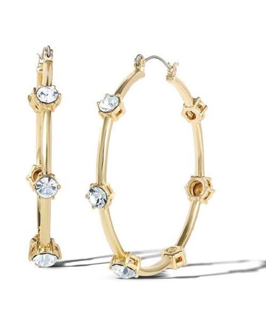 Jessica Simpson Metallic Drop And Hoop Earrings With Crystal Embellishments