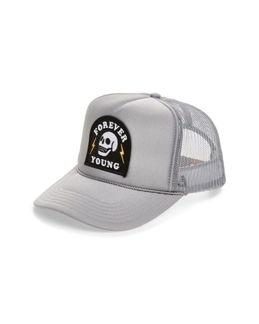 Local Beach Gray Forever Young Patch Trucker Hat for men