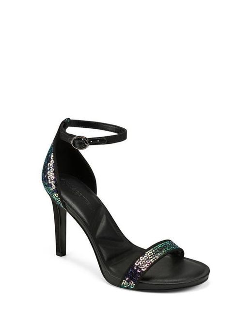 Karl Lagerfeld Black Kenz Sequin Ankle Strap Sandal