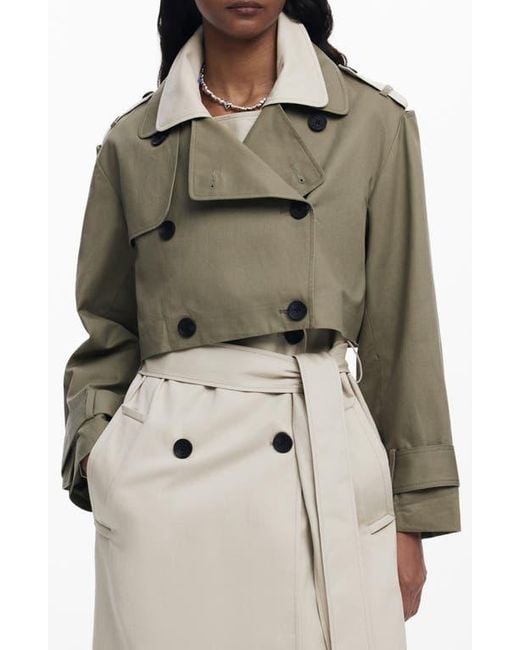 Desigual Natural Colorblock Two-Piece Trench Coat