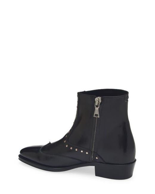 John Varvatos Black Ludlow Stud Wingtip Zip Boot for men