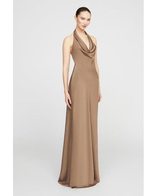 Halston Heritage Natural Sid Satin Gown