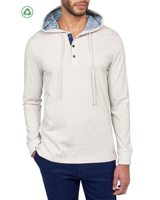 Con.struct White Slim Fit Solid Drawstring Hoodie for men