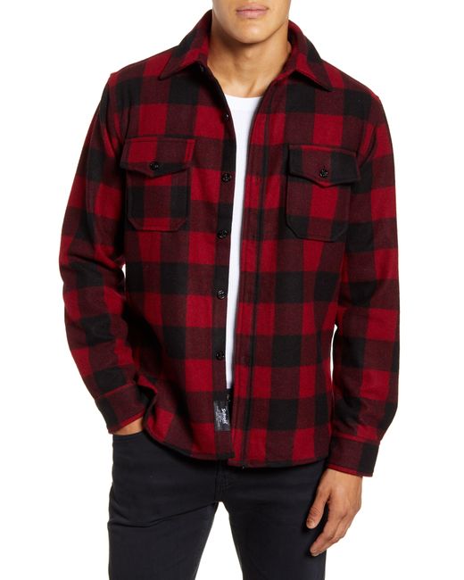 Schott Nyc Red Water Resistant Wool Blend Shirt Jacket for men