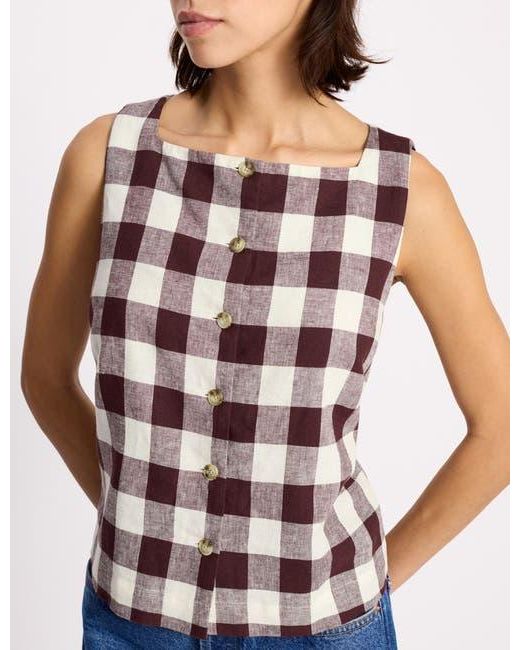 Albaray Blue Gingham Button Top