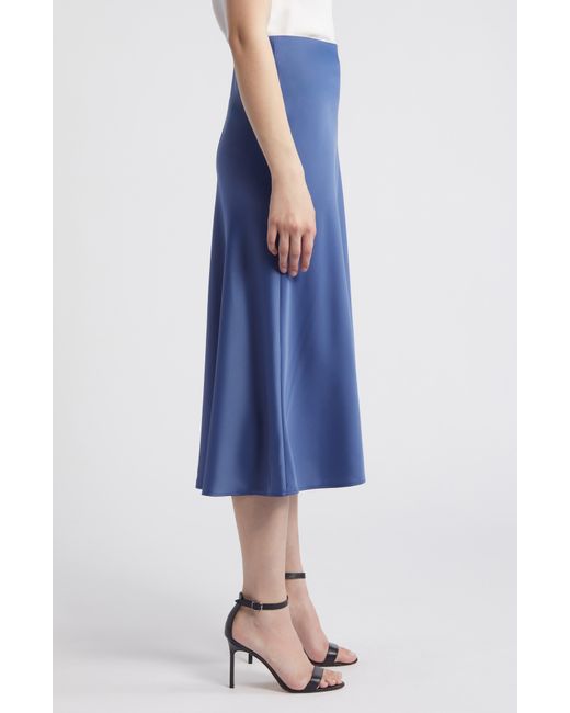 Anne Klein Blue Bias Cut Matte Satin Skirt