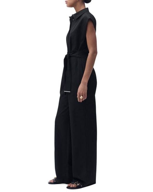 Mango Black Tie Belt Jumpsuit