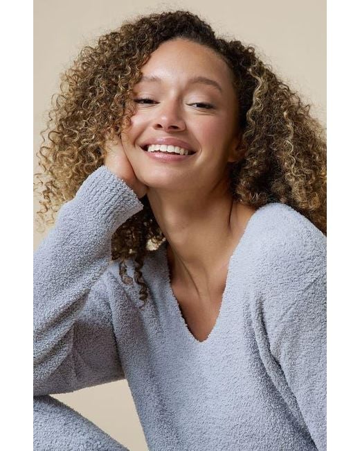 Softies Blue Solid Marshmallow V-Neck Lounge Set