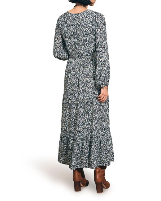 Faherty Isabella Floral Block Long Sleeve Midi Dress in Gray | Lyst