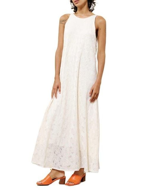 FRNCH White Eliza Strappy Back Cotton Blend Maxi Sundress
