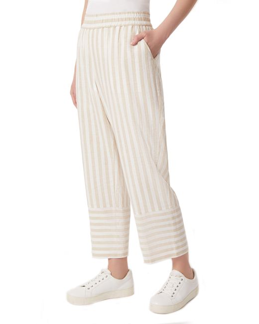 Jones New York Natural Stripe Linen Blend Wide Leg Crop Pants