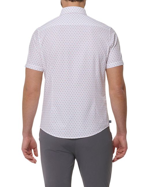 Mizzen+Main White Mizzen+main Leeward Neat Stretch Performance Short Sleeve Button-up Shirt for men