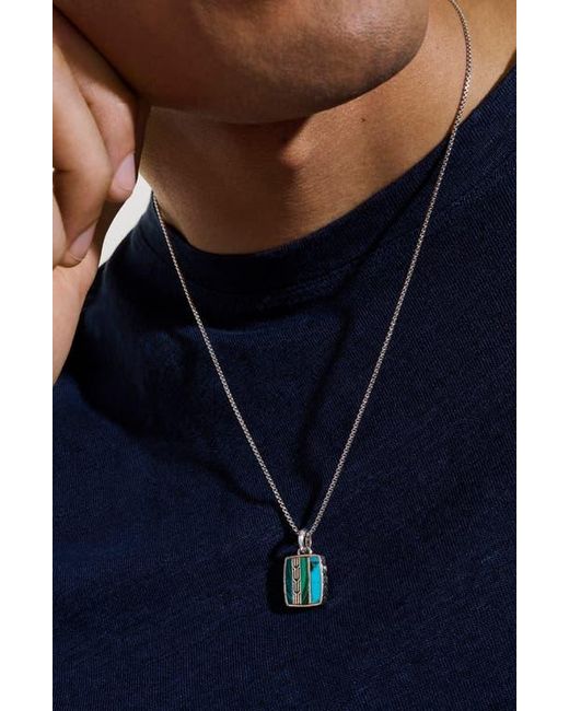 John Hardy Blue Carved Chain Color Tag Pendant Necklace for men