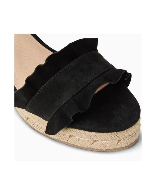 Jack Rogers Black Rozette Ruffle Espadrille Ankle Strap Platform Wedge Sandal