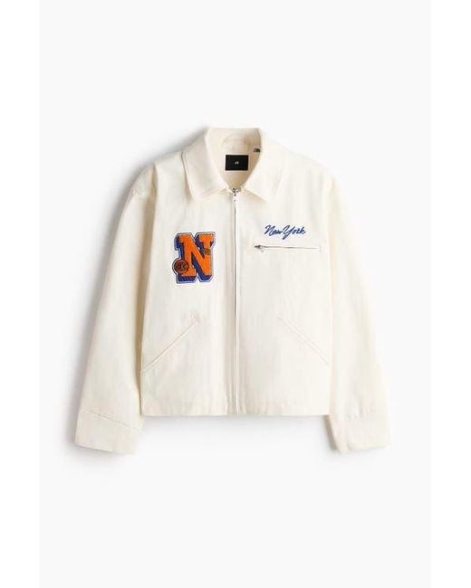 H&M White Cotton Workwear Jacket for men