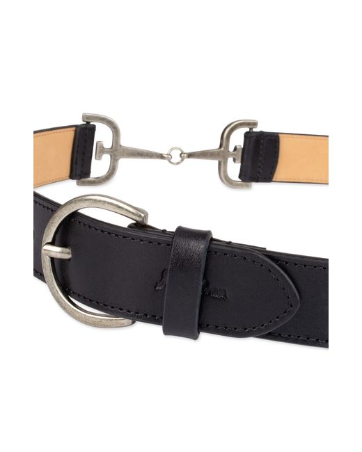 Sam Edelman Black Leather Belt With Horsebit Hip Stations