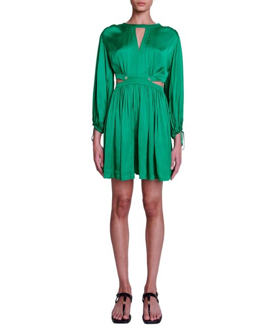 Maje Green Risora Cutout Long Sleeve Dress