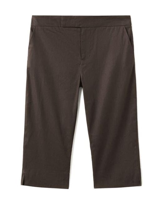 Mango Black Stretch Linen & Cotton Capri Pants