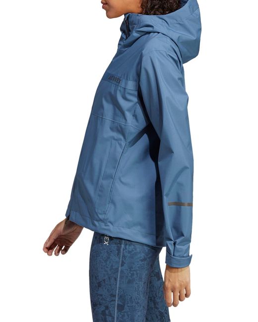 Adidas Blue Terrex Multi Rain. Rdy Waterproof Hooded Rain Jacket