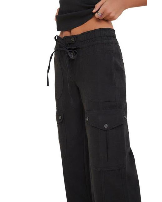 Free People Black Park Ave Cotton Cargo Pants
