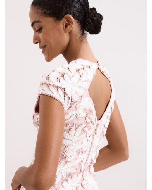 nude dress with white lace Errisa Ethereal Champagne Nude Lace Evening Dress S