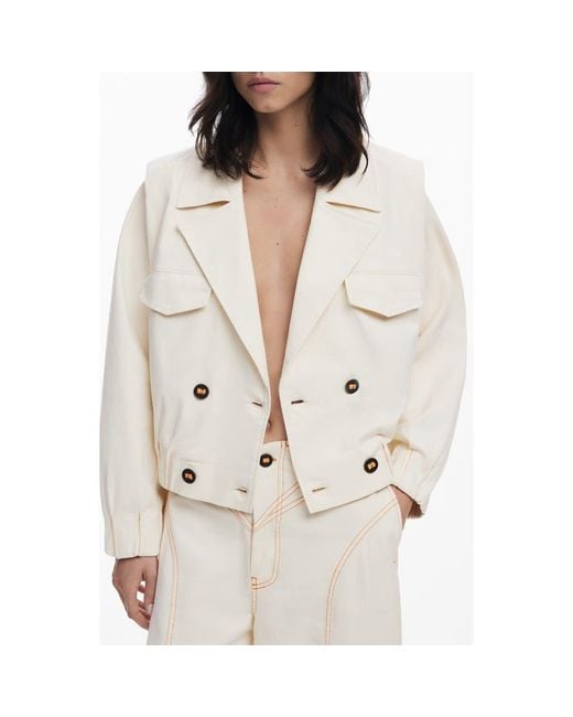 Desigual Natural Double Breasted Crop Jacket