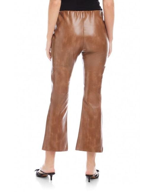 Fifteen Twenty Brown Sigourney Pintuck Faux Leather Ankle Crop Pants