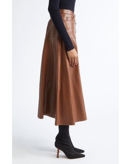 Cinq À Sept Brown Veena Faux Leather Skirt