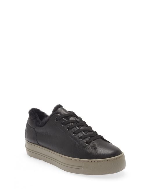 Paul Green Bixby Fluff Faux Fur Lined Platform Sneaker in Black | Lyst