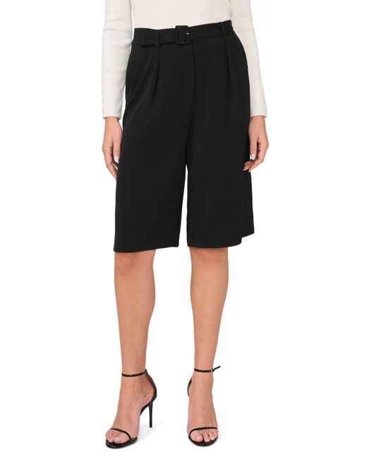 Halogen® Black Belted Pleated Bermuda Shorts