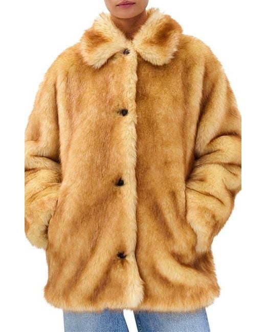 Rag & Bone Metallic Brenna Faux Fur Coat