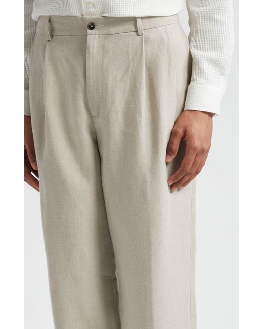 De Bonne Facture Natural Two Pleat Linen Trousers for men