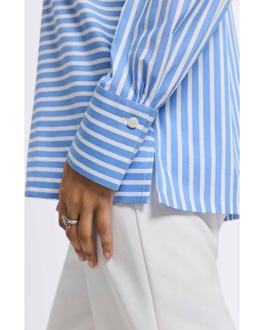 Foxcroft Blue Bella Stripe Popover Top
