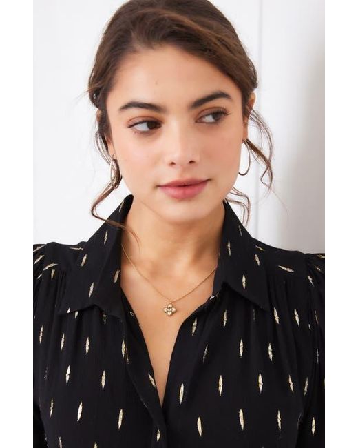 Karen Kane Black Metallic Tie Front Top