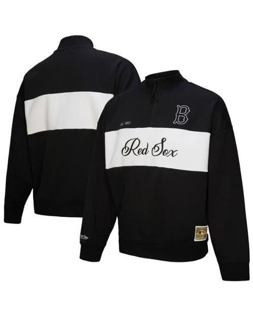 Mitchell & Ness Black Boston Sox Quarter-Zip Pullover Top