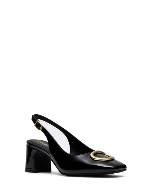 Clarks Black Fernie Square Toe Slingback Pump