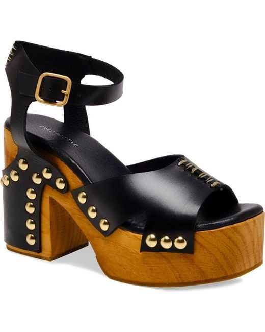 Free People Black Cecily Ankle Strap Platform Sandal