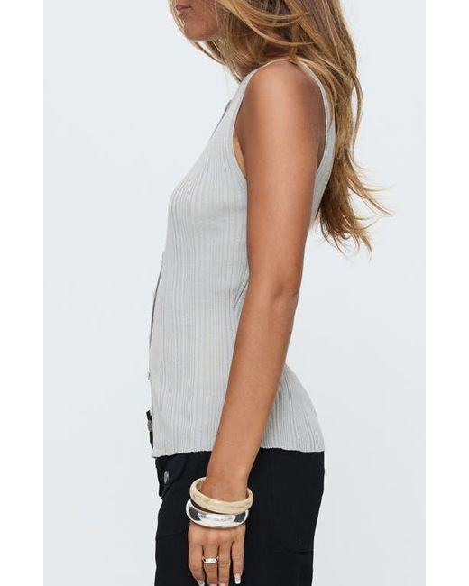 Princess Polly Black Oregano Rib Button-Up Tank